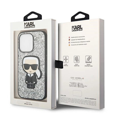 Karl Lagerfeld KLHCP14LGFKPG iPhone 14 Pro 6.1 "hardcase silver / silver Glitter Flakes Ikonik_7