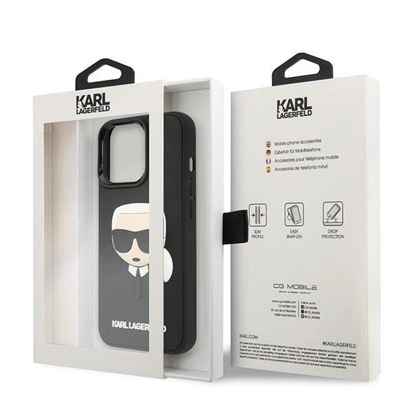 Karl Lagerfeld KLHCP14LKH3DBK iPhone 14 Pro 6.1 "black / black hardcase 3D Rubber Karl`s Head_7