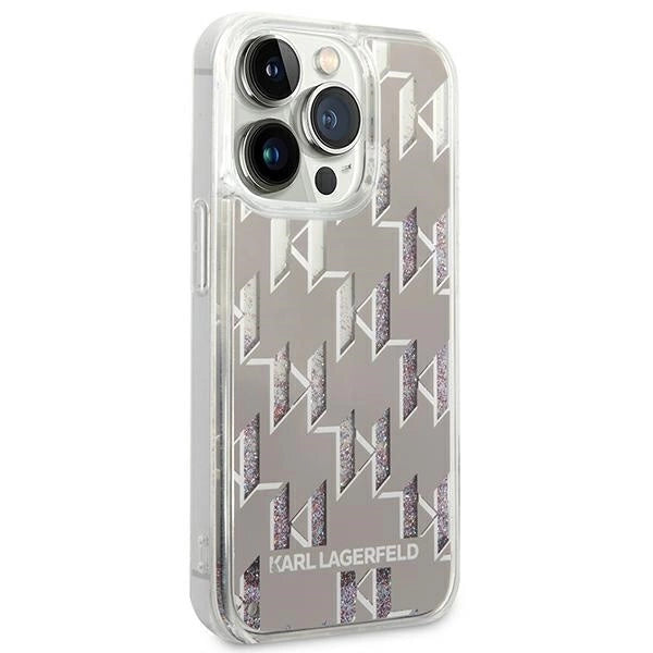 Karl Lagerfeld KLHCP14LLMNMS iPhone 14 Pro 6.1 "hardcase silver / silver Liquid Glitter Monogram_3