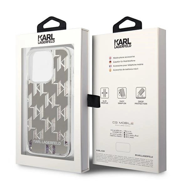Karl Lagerfeld KLHCP14LLMNMS iPhone 14 Pro 6.1 "hardcase silver / silver Liquid Glitter Monogram_7