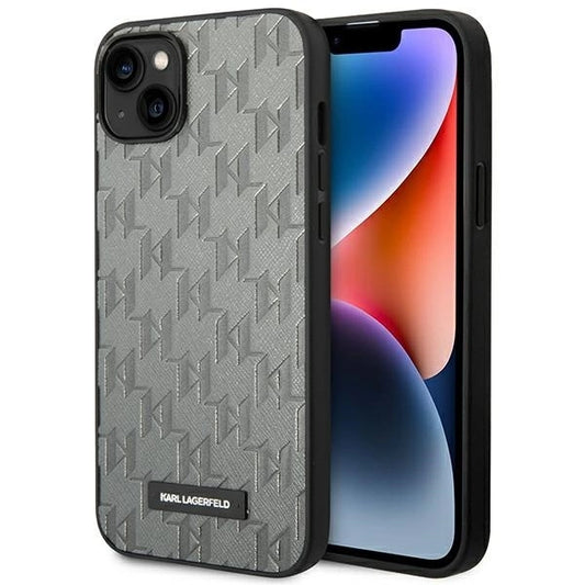 Karl Lagerfeld KLHCP14MSAKLHPG iPhone 14 Plus 6.7 "hardcase gray / gray Saffiano Mono Metal Logo_0