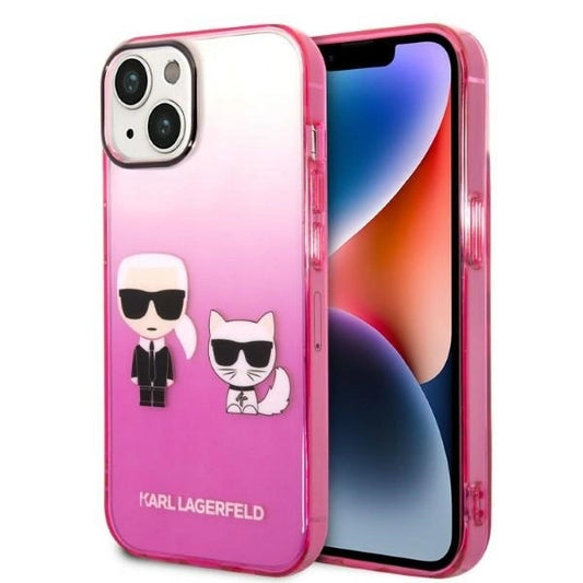 Karl Lagerfeld KLHCP14MTGKCP iPhone 14 Plus 6,7" hardcase różowy/pink Gradient Ikonik Karl & Choupette_0