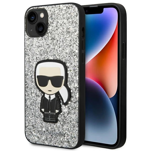 Karl Lagerfeld KLHCP14SGFKPG iPhone 14 6.1 "hardcase silver / silver Glitter Flakes Ikonik_0