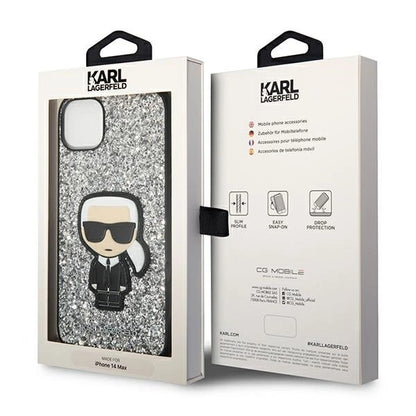Karl Lagerfeld KLHCP14SGFKPG iPhone 14 6.1 "hardcase silver / silver Glitter Flakes Ikonik_7