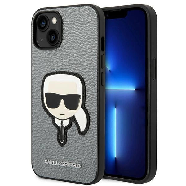 Karl Lagerfeld KLHCP14SSAPKHG iPhone 14 6,1" srebrny/silver hardcase Saffiano Karl's Head Patch_0