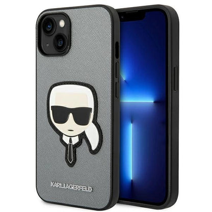 Karl Lagerfeld KLHCP14SSAPKHG iPhone 14 6,1" srebrny/silver hardcase Saffiano Karl's Head Patch_0