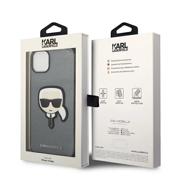Karl Lagerfeld KLHCP14SSAPKHG iPhone 14 6,1" srebrny/silver hardcase Saffiano Karl's Head Patch_7