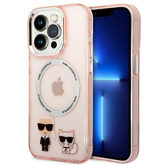 Karl Lagerfeld KLHMP14LHKCP iPhone 14 Pro 6.1" hardcase pink/pink Karl &amp; Choupette Aluminum Magsafe_0