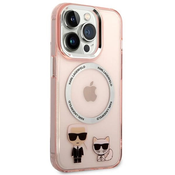 Karl Lagerfeld KLHMP14LHKCP iPhone 14 Pro 6.1" hardcase pink/pink Karl &amp; Choupette Aluminum Magsafe_3