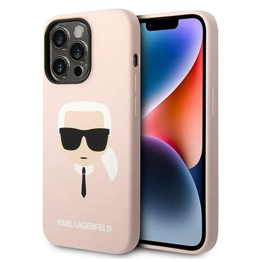 Karl Lagerfeld KLHMP14XSLKHLP iPhone 14 Pro Max 6.7 &quot;hardcase light pink / light pink Silicone Karl`s Head Magsafe_0