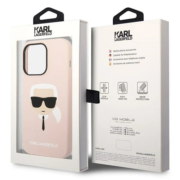 Karl Lagerfeld KLHMP14XSLKHLP iPhone 14 Pro Max 6.7 &quot;hardcase light pink / light pink Silicone Karl`s Head Magsafe_7