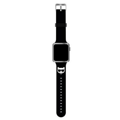 Karl Lagerfeld KLAWLSLCK Apple Watch Strap 42/44 / 45mm black / black strap Silicone Choupette Heads_0