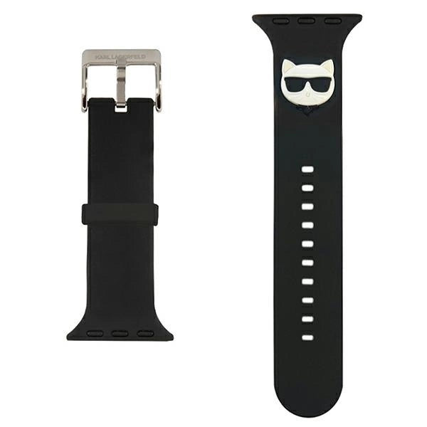 Karl Lagerfeld KLAWLSLCK Apple Watch Strap 42/44 / 45mm black / black strap Silicone Choupette Heads_1