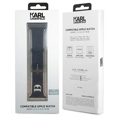 Karl Lagerfeld KLAWLSLCK Apple Watch Strap 42/44 / 45mm black / black strap Silicone Choupette Heads_3