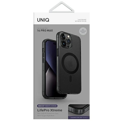 Uniq LifePro Xtreme Magclick Charging case for iPhone 14 Pro Max - gray and black_7