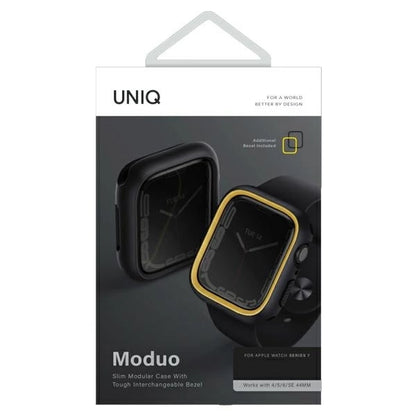 Uniq Moduo case for Apple Watch 4/5/6/7/8/9/SE/SE2 44/45mm - black and mustard_4