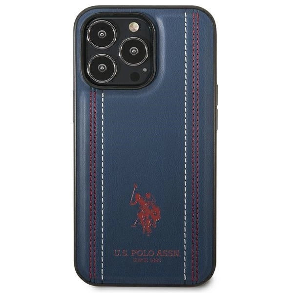 US Polo USHCP14LPFAV iPhone 14 Pro 6.1" navy/navy blue Leather Stitch_2