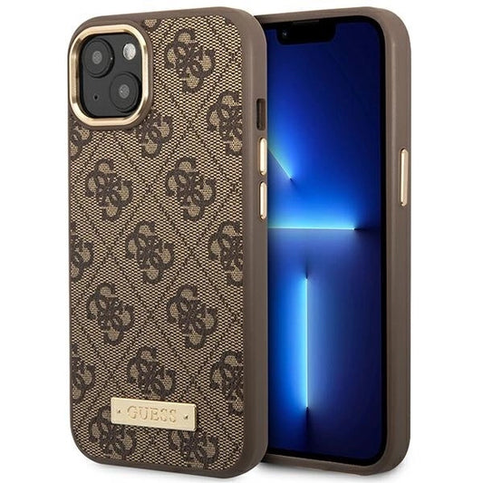 Guess GUHMP14MU4GPRW iPhone 14 Plus 6.7 "brown / brown hard case 4G Logo Plate MagSafe_0