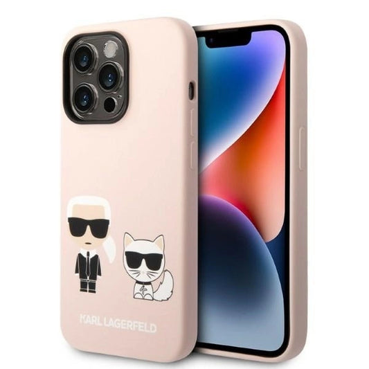 Karl Lagerfeld KLHMP14LSSKCI iPhone 14 Pro 6.1 &quot;hardcase light pink / light pink Silicone Karl &amp; Choupette Magsafe_0