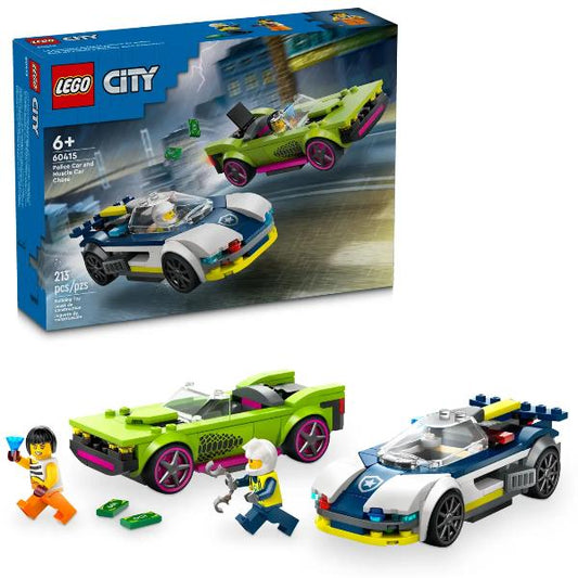 60415 City Verfolgungsjagd mit Polizeiauto und Muscle Car, Konstruktionsspielzeug_0