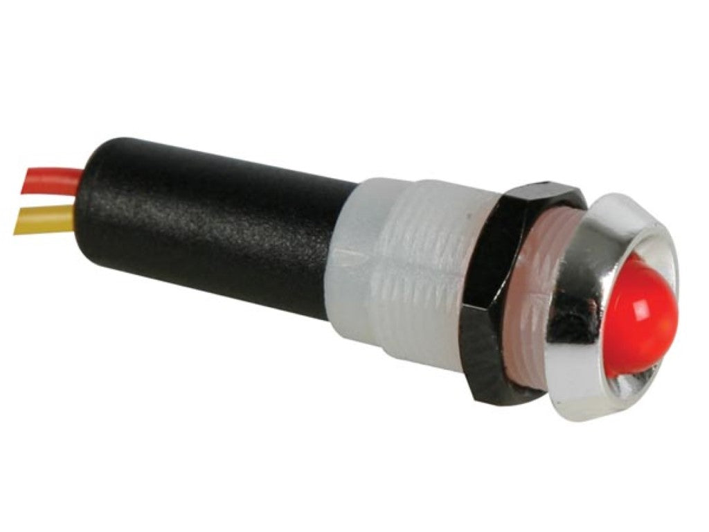 LÂMPADA LED 12V VERMELHA - INVÓLUCRO CROMADO_0