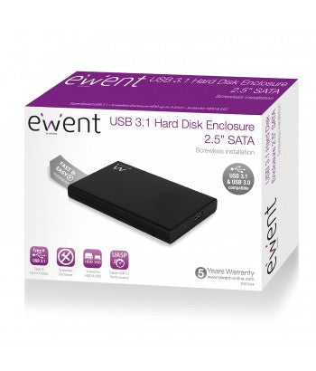 EWENT CARCASA HD 2.5" USB 3.1. SIN TORNILLOS. NEGRO (EW7044)_4