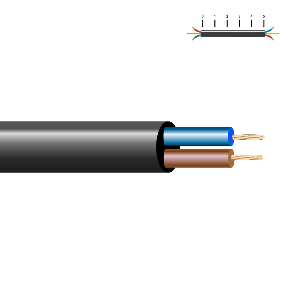 Cabo tubular h05vv-f 2 x 1,00 mmÂ², preto euro/m_0