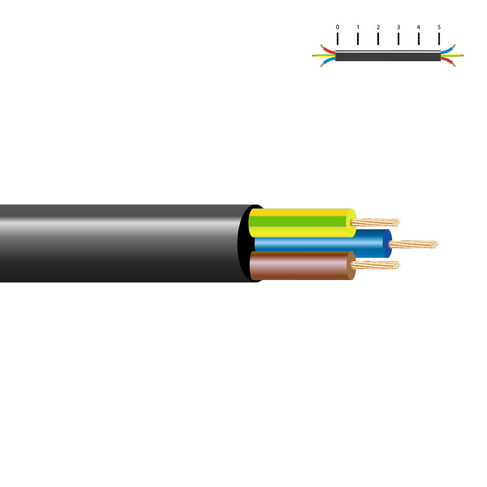 Cabo elÃ©trico acrÃ­lico vv-k06/1kv 3 g 4,00 mmÂ², preto euro/m_0