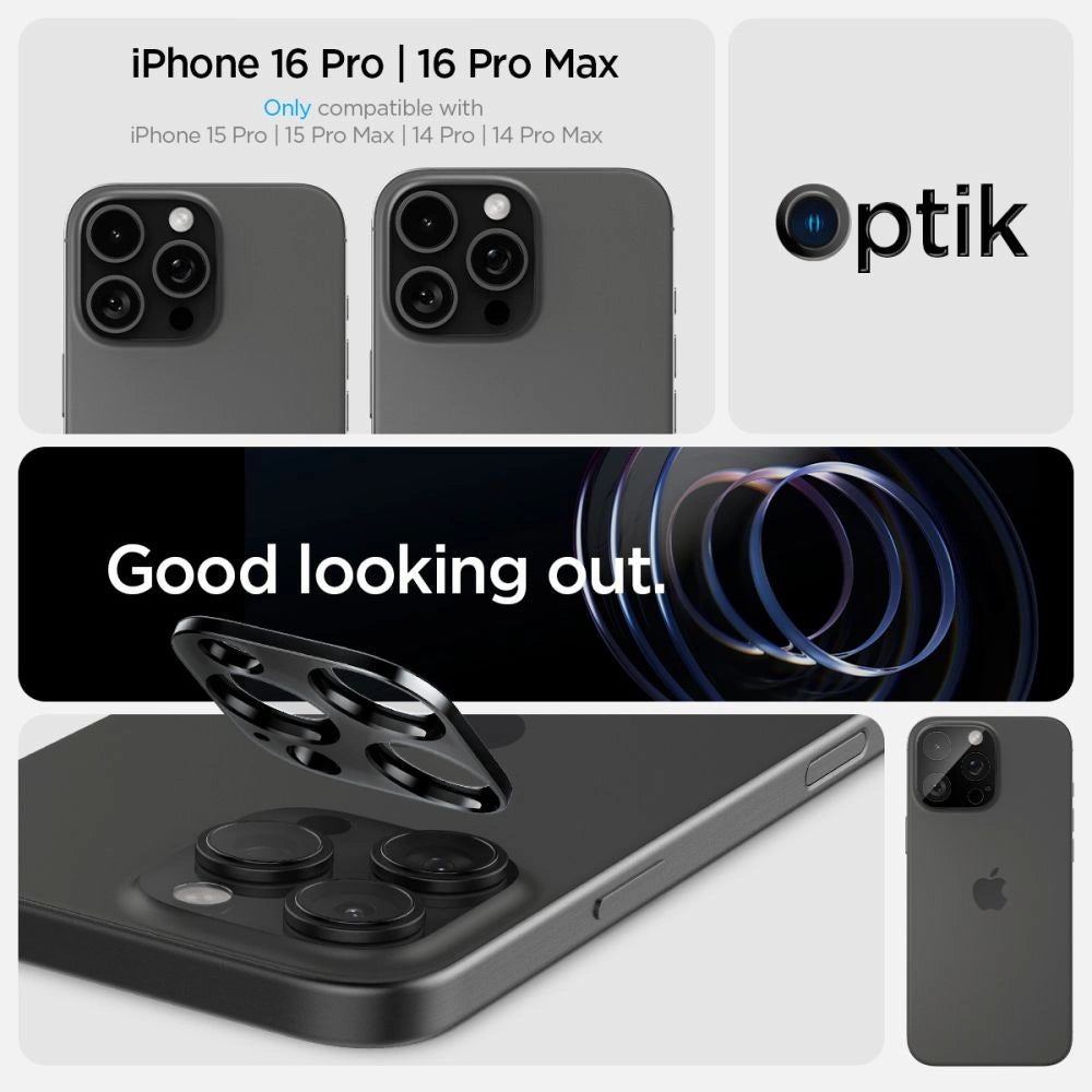 Spigen Optik.tR Camera Protector for iPhone 14 Pro / Pro Max / 15 Pro / Pro Max / 16 Pro / Pro Max - Black 2 pcs._10