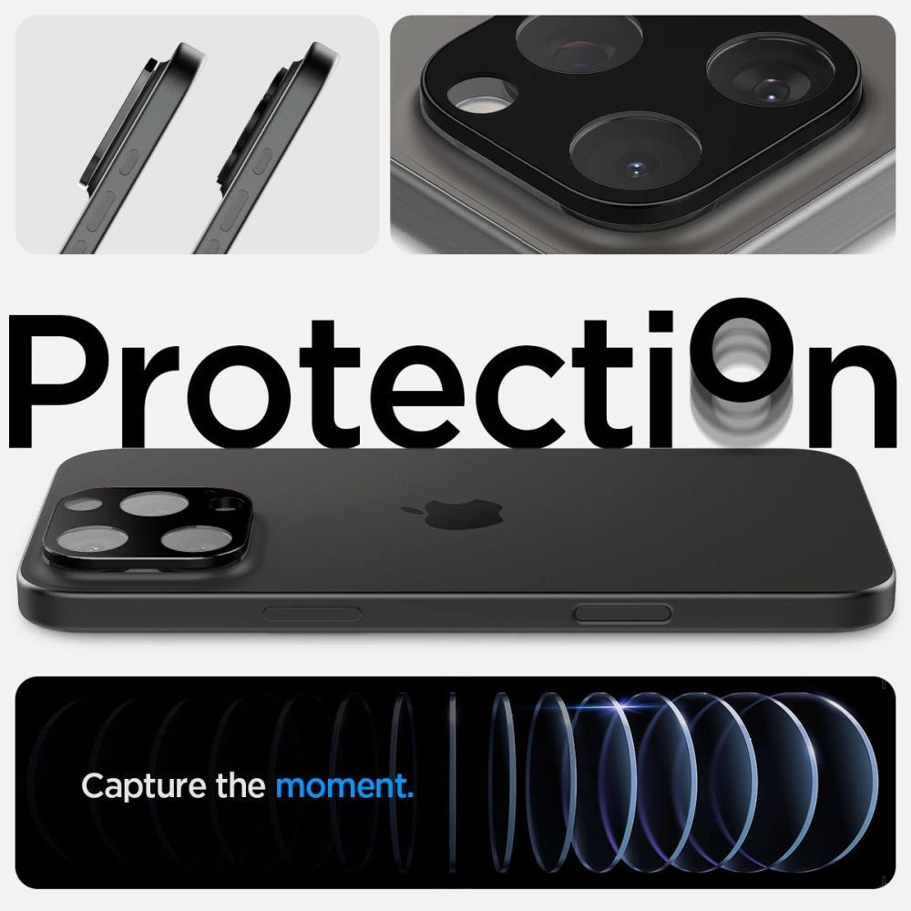 Spigen Optik.tR Camera Protector for iPhone 14 Pro / Pro Max / 15 Pro / Pro Max / 16 Pro / Pro Max - Black 2 pcs._11