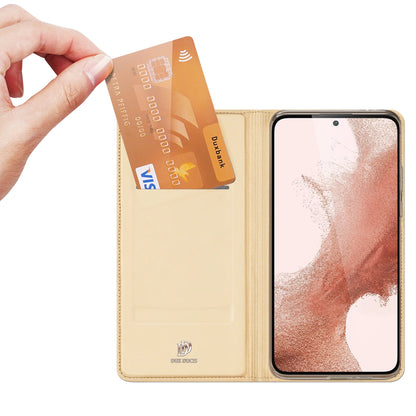 Dux Ducis Skin Pro Case for Samsung Galaxy S23+ Flip Card Wallet Stand Gold_1