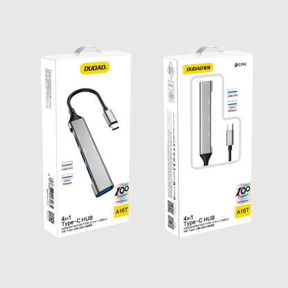Dudao HUB 4in1 USB-C - 4x USB-A (3 x USB2.0 / USB3.0) 6.3cm black (A16T)_4