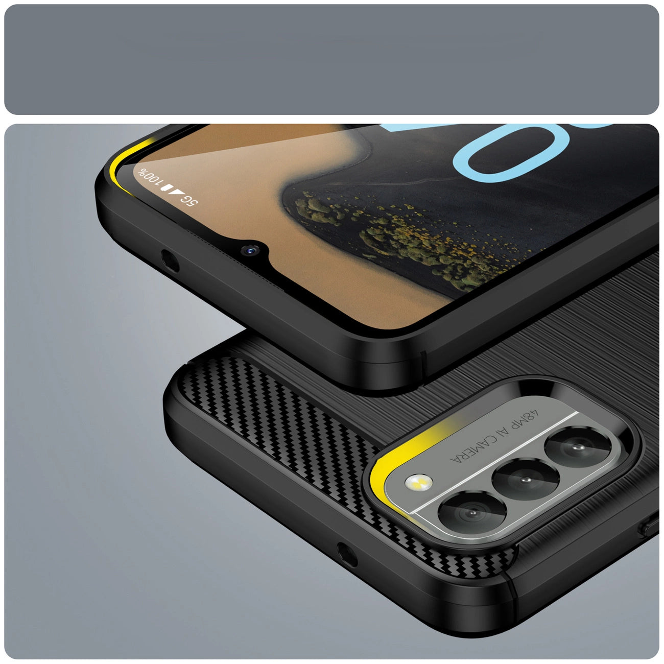 Carbon Case cover for Nokia G400 flexible silicone carbon cover black_6