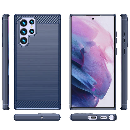 Carbon Case for Samsung Galaxy S23 Ultra flexible silicone carbon cover blue_1