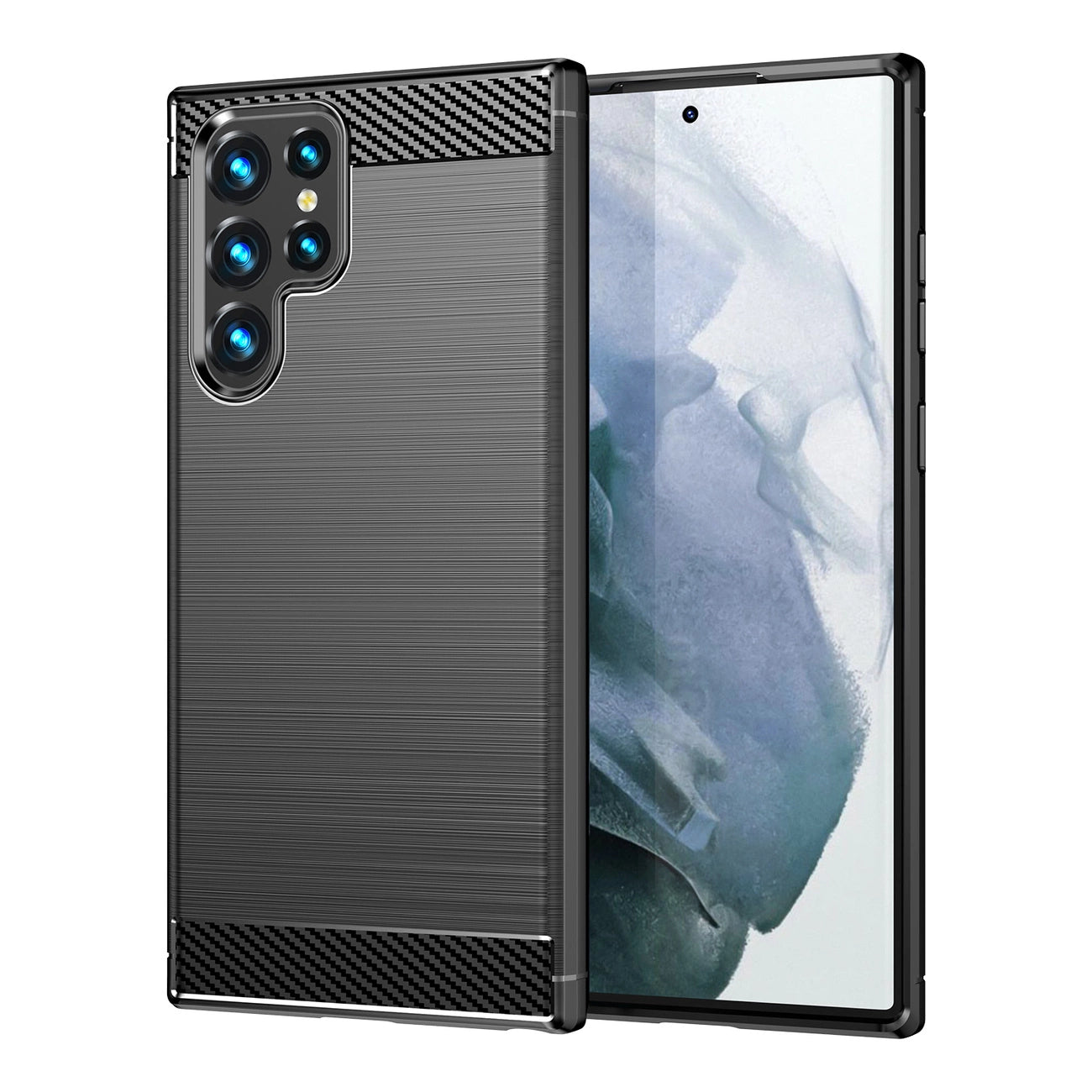 Carbon Case for Samsung Galaxy S23 Ultra flexible silicone carbon cover black_0