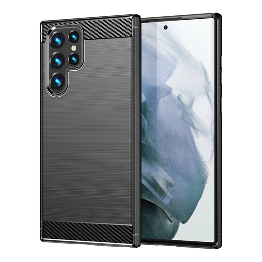 Carbon Case for Samsung Galaxy S23 Ultra flexible silicone carbon cover black_0