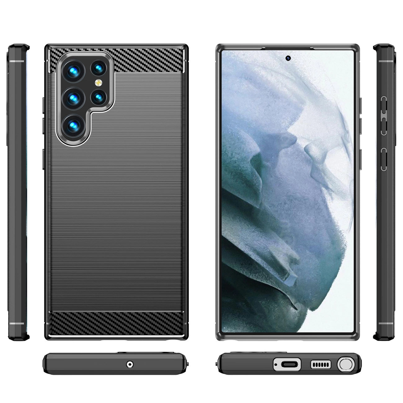 Carbon Case for Samsung Galaxy S23 Ultra flexible silicone carbon cover black_1