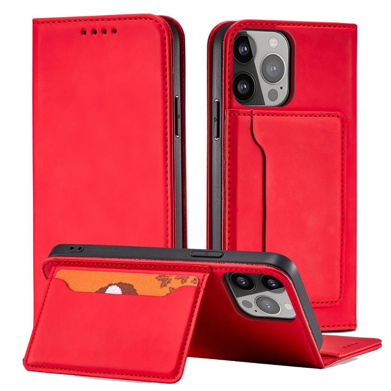 Magnet Card Case case for Samsung Galaxy S23+ flip cover wallet stand red_1