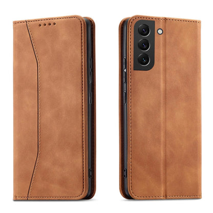 Magnet Fancy Case for Samsung Galaxy S23+ flip cover wallet stand brown_0