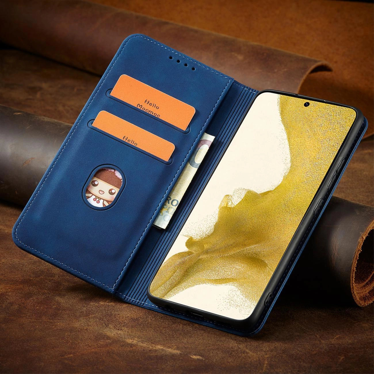 Magnet Fancy Case for Samsung Galaxy S23 Ultra Cover with Flip Wallet Stand Blue_10