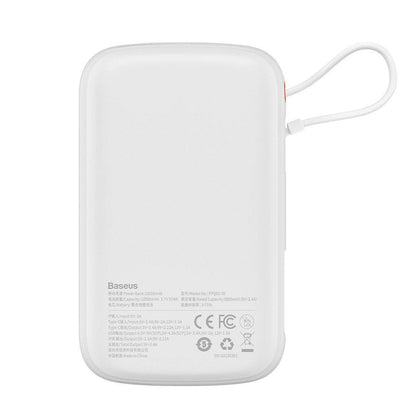 Baseus Qpow Digital Display Power Bank with Fast Charging 10000mAh 20W QC/PD/SCP/FCP with Built-in Lightning Cable White_2