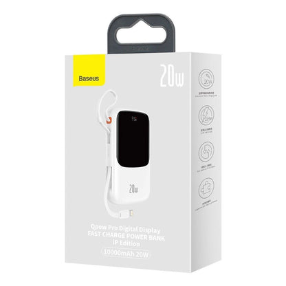 Baseus Qpow Digital Display Power Bank with Fast Charging 10000mAh 20W QC/PD/SCP/FCP with Built-in Lightning Cable White_4