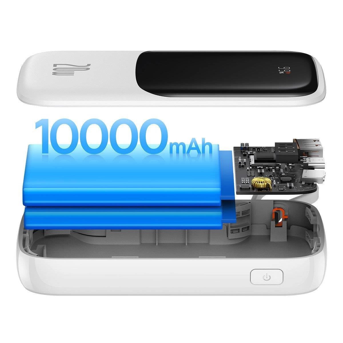 Baseus Qpow Digital Display Power Bank with Fast Charging 10000mAh 20W QC/PD/SCP/FCP with Built-in Lightning Cable White_7