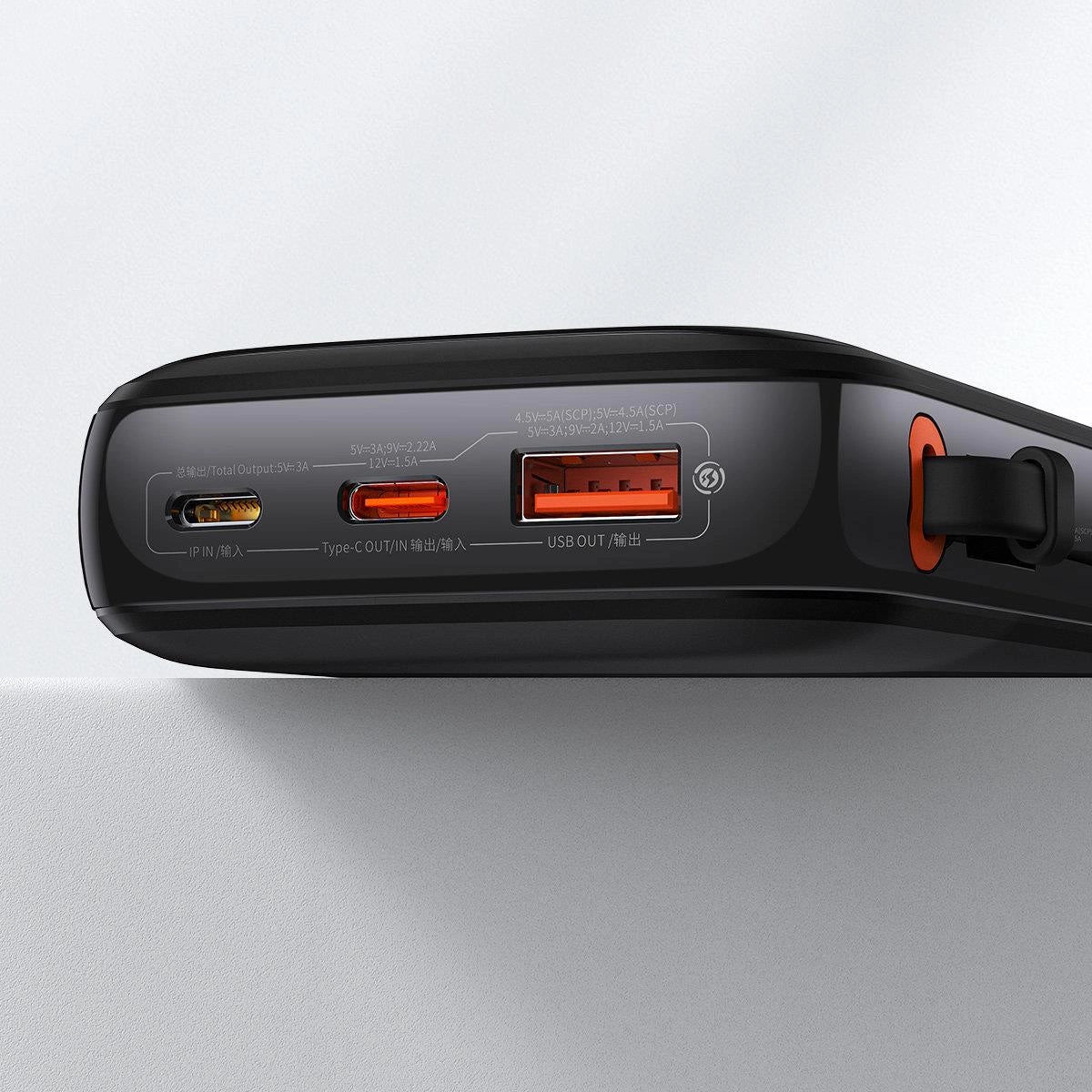 Baseus Qpow Digital Display powerbank with fast charging 10000mAh 22.5W QC/PD/SCP/FCP with built-in USB-C cable black_8