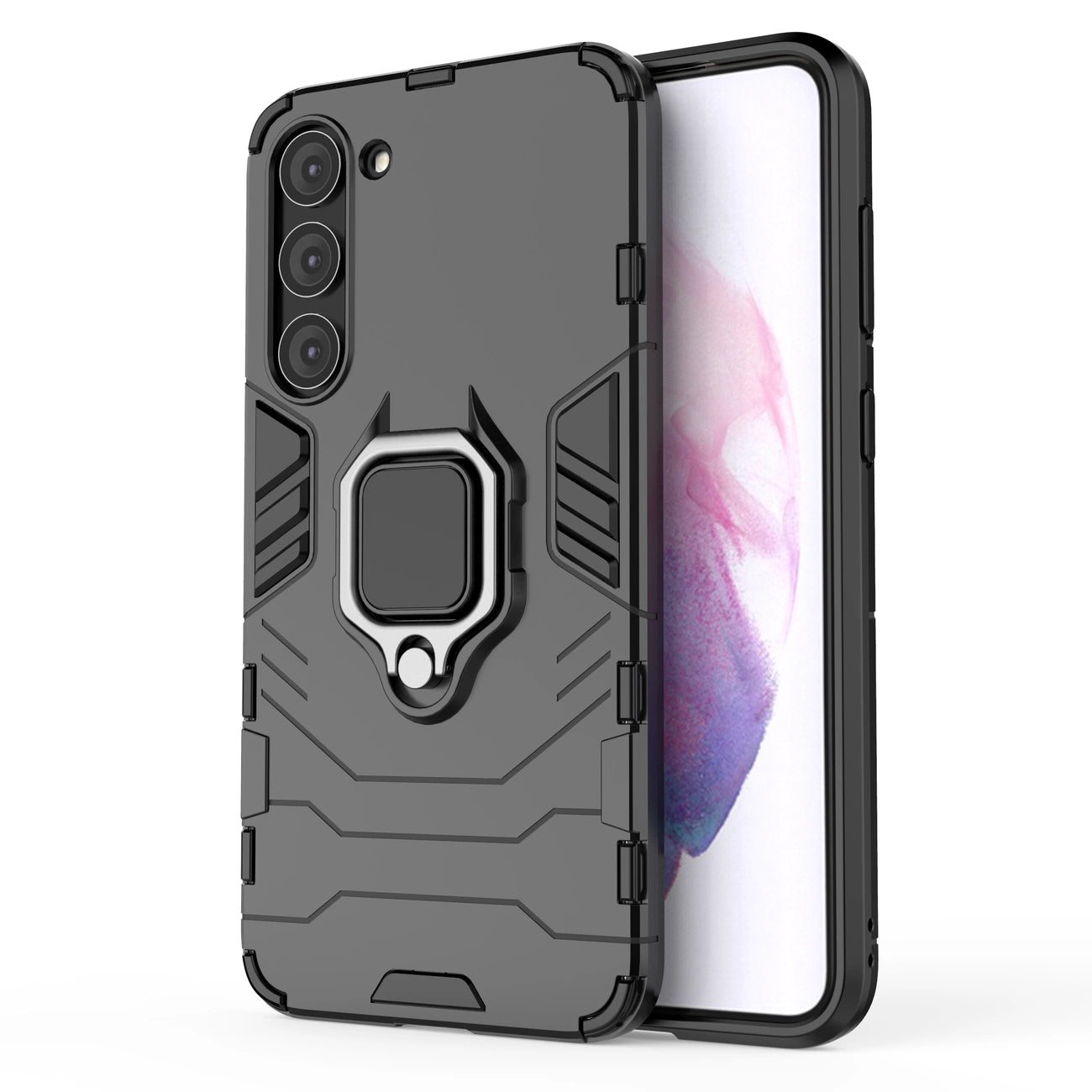 Ring Armor case for Samsung Galaxy S23+ armored cover magnetic holder ring black_0