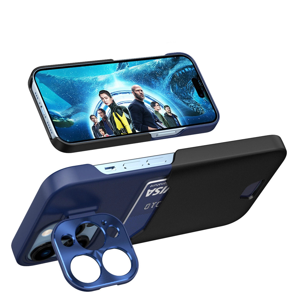 Leather Stand Case for Samsung Galaxy S23+ cover card wallet with stand blue_2