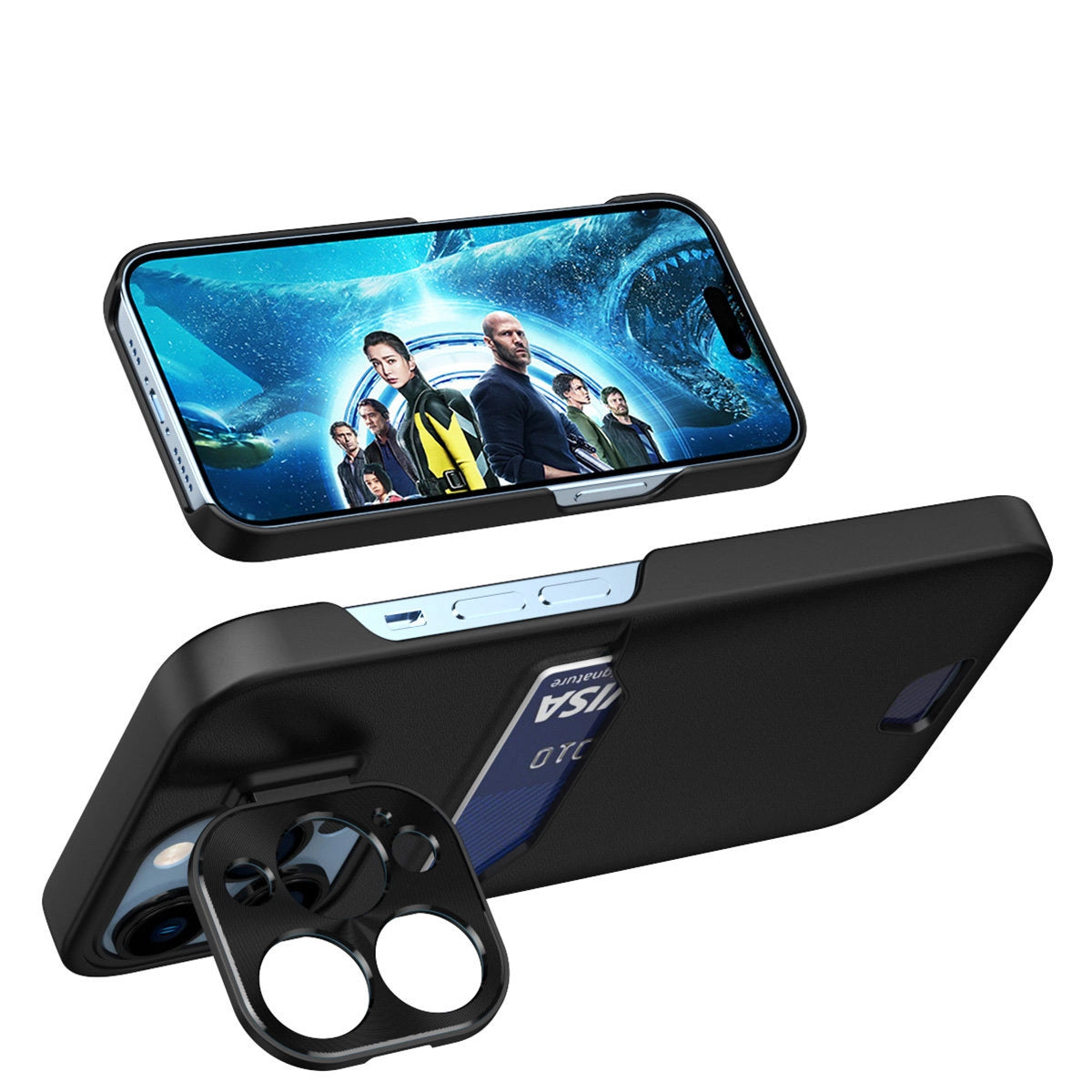 Leather Stand Case for Samsung Galaxy S23+ card wallet cover with stand black_4