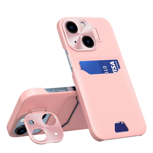 Leather Stand Case for iPhone 14 Plus Card Wallet Cover with Stand Pink_0