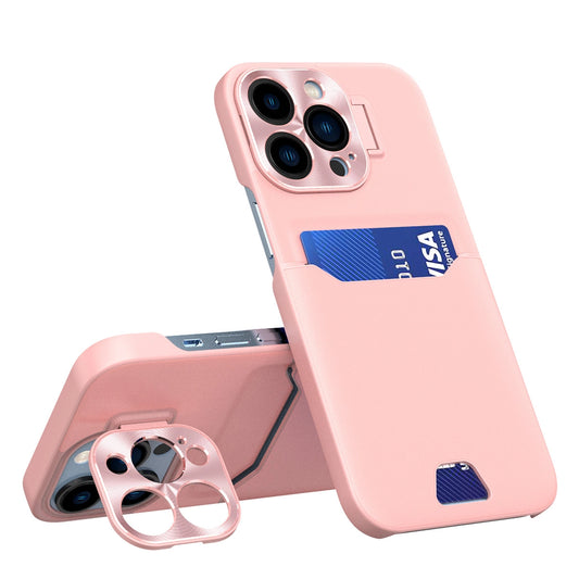 Leather Stand Case for iPhone 14 Pro Card Wallet Cover with Stand Pink_0
