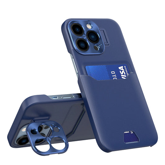 Leather Stand Case case for iPhone 14 Pro cover card wallet with stand blue_0
